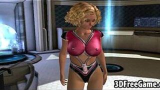 This sexy big tit 3D blonde babe is riding a big cock porn video